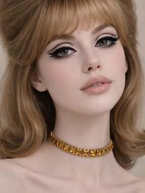 Vintage 60s Amber color rhinestone choker 13.25" gold tone metal